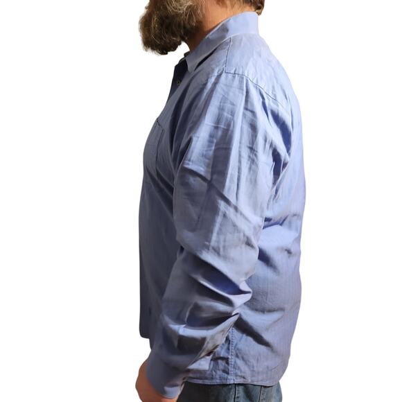 Nordstrom Blue Jacquard Cotton Dress Shirt 17.5 37 Tailored Fit Preppy Executive - Picture 6 of 11